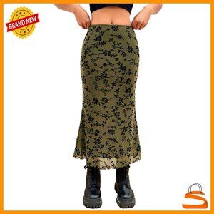 High Waisted Mesh Skirt Y2K Fishtail Bodycon Long Skirt Goth Style